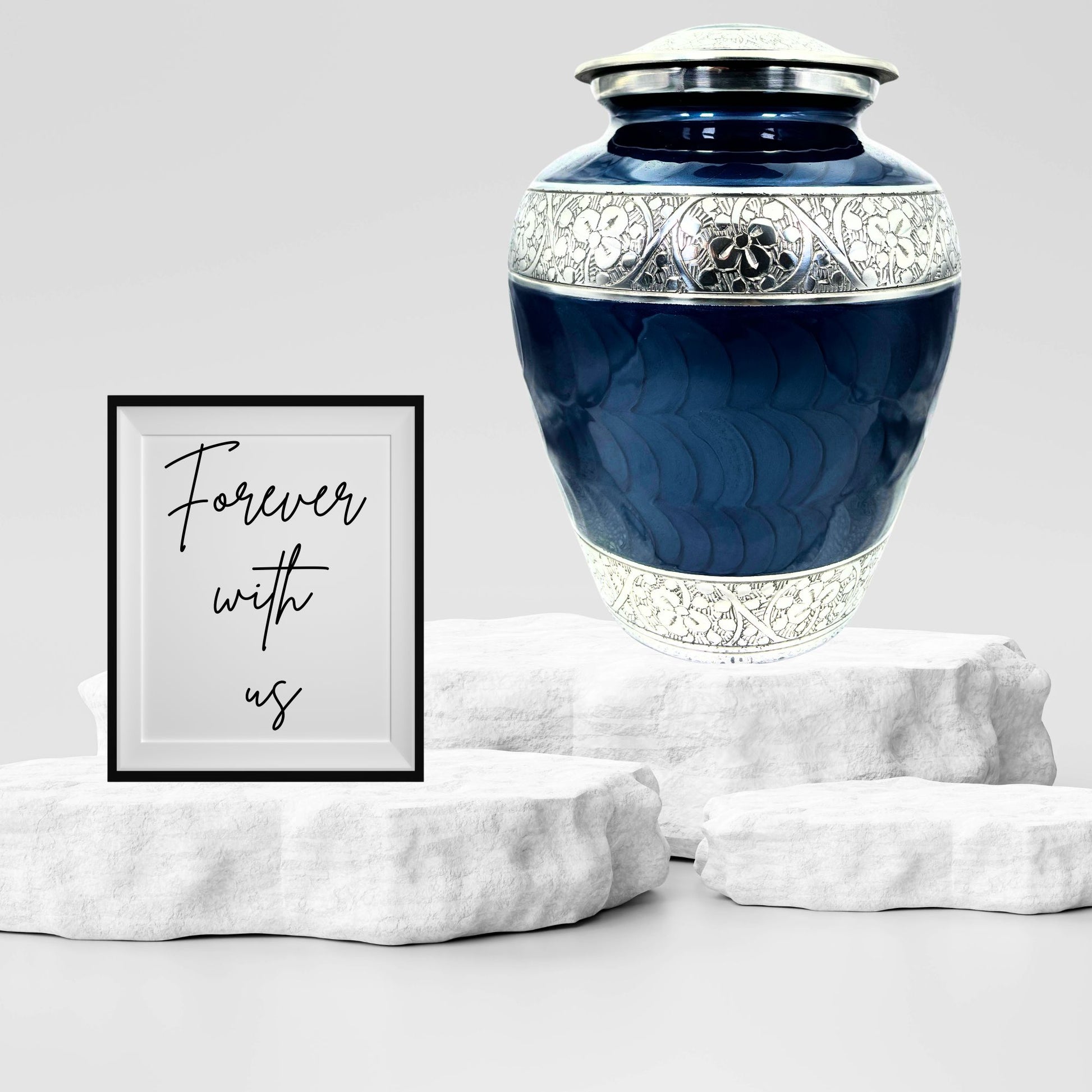 Blue Heritage Urns on marble stone