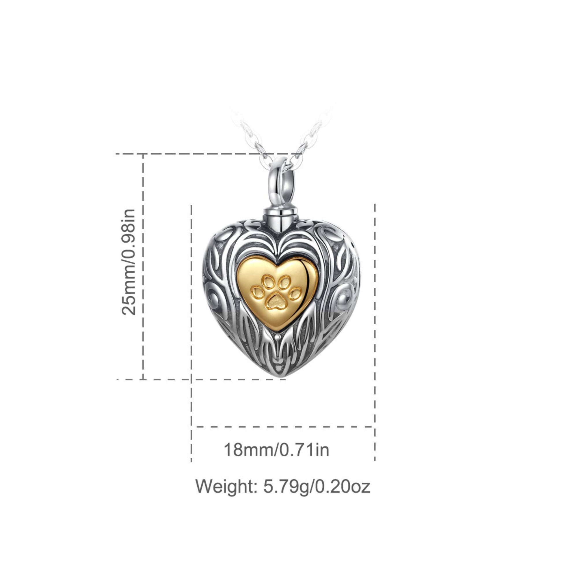 Pet memorial jewellery dimensions