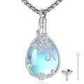 Teardrop-shaped pendant with butterfly design on a white background