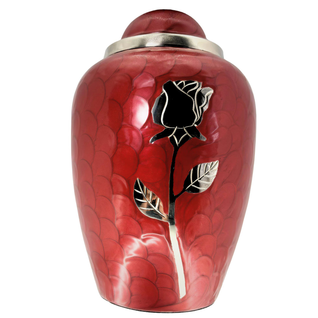 Deep red Urn with floral Engraving
